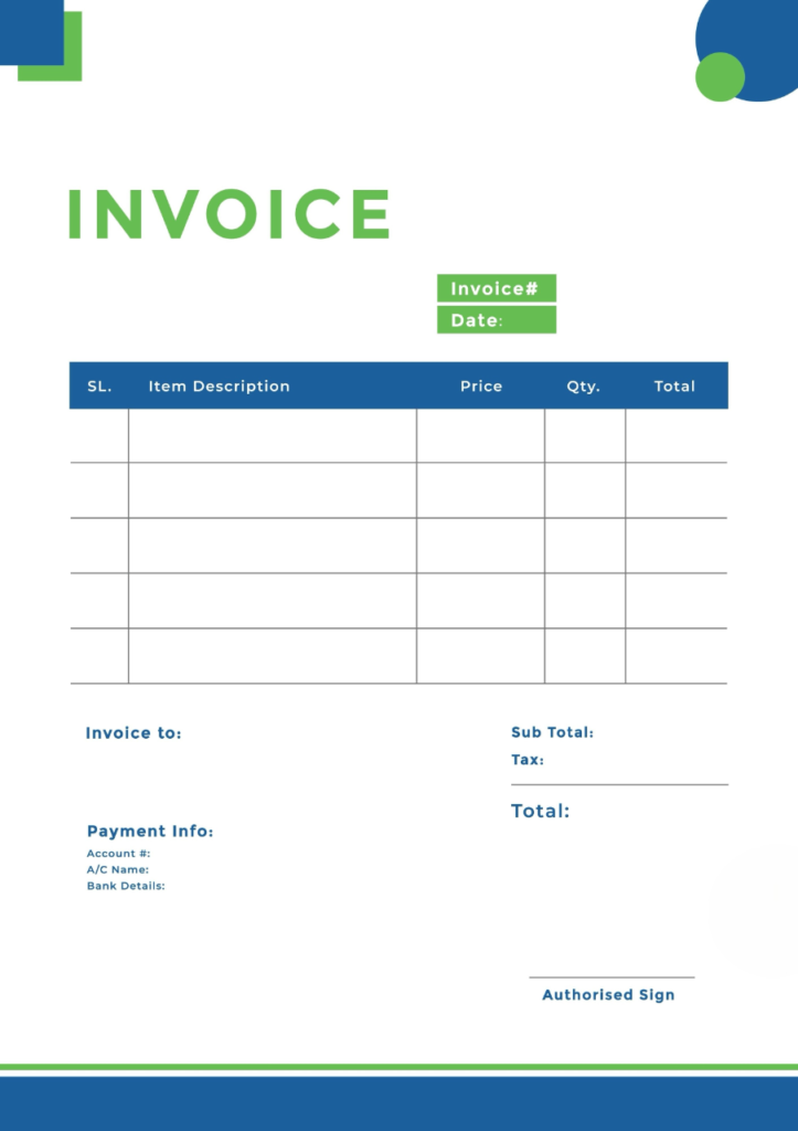 Commercial invoice format
